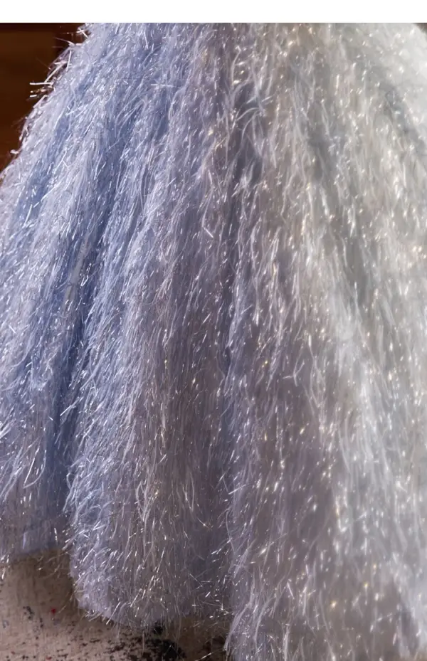 Charming Sky Blue Beading Sequins Tassel Birthday Flower Girl Dresses 2024 Ball Gown Scoop Neck Short Sleeve Backless Floor-Length / Long