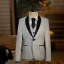 Mode 6 pièces Manches Longues Argenté Costume Garçon Mariage 2025 Bijoux De Corps Manteau Pantalon Chemise Cravate Gilet Mariage