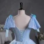Fashion Sky Blue Beading Sequins Prom Dresses 2023 Ball Gown V-Neck Bow Short Sleeve Backless Floor-Length / Long Prom Formal Dresses