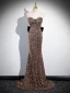 Scintillantes Noire Perlage Paillettes Robe De Soirée 2024 Trompette / Sirène Bustier Manches Courtes Dos Nu Noeud Train De Balayage Soirée Robe De Ceremonie