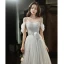 Charming Sky Blue Beading Evening Dresses 2022 A-Line / Princess Off-The-Shoulder Sleeveless Backless Floor-Length / Long Evening Party Formal Dresses