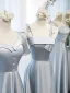 Modest / Simple Silver Grey Satin Bridesmaid Dresses 2022 A-Line / Princess Short Sleeve Backless Floor-Length / Long Wedding Party Dresses