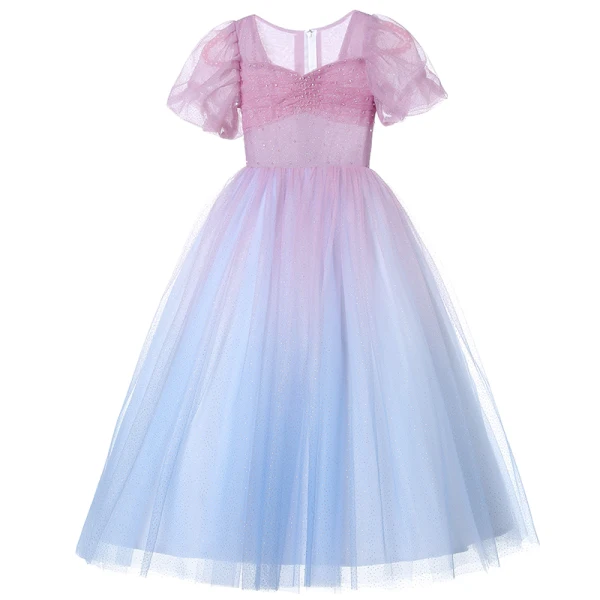 Chic / Belle Violet Dégradé De Couleur Robe De Bal 2022 Robe Boule Bretelles Spaghetti Manches Courtes Dos Nu Perlage Paillettes Longue Robe De Ceremonie