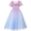 Charmant Dégradé De Couleur Rougissant Rose Anniversaire Robe Ceremonie Fille 2022 Robe Boule Encolure Carrée Perlage Paillettes Gonflée Manches Courtes Longue Robe Ceremonie Fille