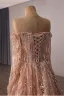 Luxus / Herrlich Glitzernden Rosa Handgefertigt Perlenstickerei Applikationen Pailletten Abendkleider 2026 A Linie Off Shoulder Lange Ärmel Rückenfreies Sweep / Pinsel Zug Abend