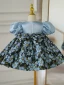 Chic / Belle Bleu Ciel Anniversaire Impression Courte Robe Ceremonie Fille 2023 Robe Boule Encolure Dégagée Gonflée Manches Courtes