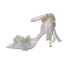 Fashion Sage Green Pearl Bow Prom Womens Sandals 2024 Ankle Strap 9 cm Stiletto Heels Pointed Toe Womens Shoes High Heels