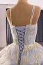 Fashion Grey Cascading Ruffles Glitter Prom Dresses 2025 Ball Gown Spaghetti Straps Sleeveless Floor-Length / Long Tulle Prom Formal Dresses