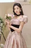 Fashion Blushing Pink Glitter Prom Dresses 2023 A-Line / Princess Square Neckline Puffy Short Sleeve Backless Bow Floor-Length / Long Formal Dresses