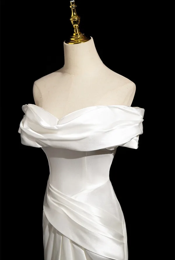 Chic / Belle Blanche Fendue devant Robe De Bal 2024 Trompette / Sirène Bustier Sans Manches Dos Nu Train De Balayage Promo Robe De Ceremonie
