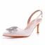 Chic / Belle Blanche Faux Diamant Chaussure De Mariée 2022 7 cm Talons Aiguilles À Bout Pointu Mariage Sandales Talons Hauts