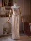 Luxury / Gorgeous Champagne Sequins Rhinestone Corset Evening Dresses 2026 Trumpet / Mermaid Strapless Sleeveless Backless With Cloak Floor-Length / Long Evening Party Formal Dresses