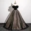 Classy Black Glitter Prom Dresses 2025 Ball Gown Off-The-Shoulder Sleeveless Backless Floor-Length / Long Prom Formal Dresses