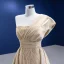 Haut de Gamme Kaki Perlage Paillettes Satin Robe De Soirée 2022 Trompette / Sirène Une épaule Sans Manches Dos Nu Chapel Train Soirée Robe De Ceremonie