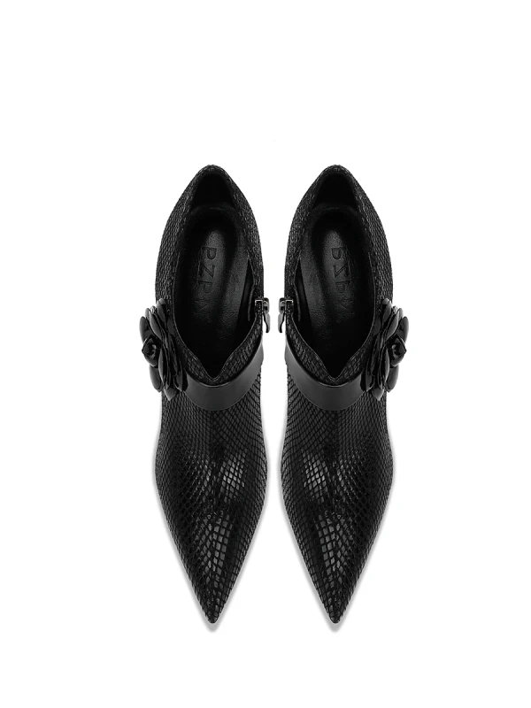 Fashion Black Leather Street Wear Ankle Womens Boots 2024 10 cm Stiletto Heels Pointed Toe Boots