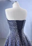 Haut de Gamme Bleu Marine Fait main Perlage Faux Diamant Robe De Bal 2023 Princesse Bustier Sans Manches Dos Nu Train De Balayage Promo Robe De Ceremonie