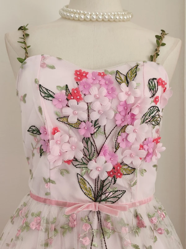 Flower Fairy Chic / Beautiful Multi-Colors Pearl Appliques Homecoming Graduation Dresses 2023 A-Line / Princess Spaghetti Straps Bow Sash Sleeveless Backless Tea-length