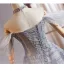 Bling Bling Grey Beading Rhinestone Sequins Prom Dresses 2025 Ball Gown Off-The-Shoulder Sleeveless Backless Floor-Length / Long Formal Dresses