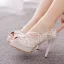 Charming White Rhinestone Lace Flower Wedding Shoes 2023 11 cm Stiletto Heels Open / Peep Toe Wedding Sandals High Heels
