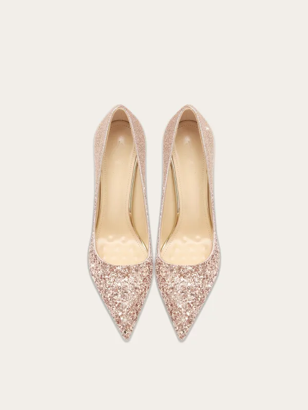Sparkly Champagne Sequins Wedding Shoes 2025 10 cm Stiletto Heels Pointed Toe Wedding Pumps High Heels