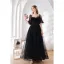 Charming Black Feather Beading Sequins Prom Dresses 2022 A-Line / Princess Square Neckline Bell sleeves Backless Floor-Length / Long Formal Dresses
