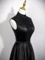 Vintage / Retro Black Satin Prom Dresses 2025 A-Line / Princess High Neck Sleeveless Backless Floor-Length / Long Formal Dresses