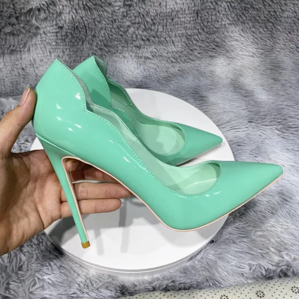 Fashion Mint Green Evening Party Pumps 2022 Patent Leather 12 cm Stiletto Heels Pointed Toe Pumps High Heels