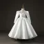 Fashion Ivory Beading Pearl Sequins Rhinestone Satin Birthday Flower Girl Dresses 2022 Ball Gown High Neck Long Sleeve Backless Floor-Length / Long Flower Girl Dresses