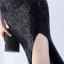 Sexy Black Sequins Evening Dresses 2024 Trumpet / Mermaid Strapless Tassel Sleeveless Backless Floor-Length / Long Evening Party Formal Dresses