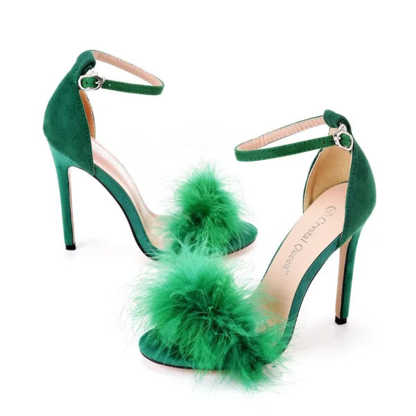 Sexy Rougissant Rose Daim Promo Sandales Femme 2024 Bride Cheville 11 cm Talons Aiguilles Peep Toes / Bout Ouvert Sandales Talons Hauts