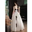 Fashion Ivory Prom Dresses 2022 A-Line / Princess Spaghetti Straps Sleeveless Backless Bow Floor-Length / Long Formal Dresses