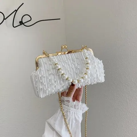 Schöne Mode Weiß Perle Ball Clutch Tasche 2023