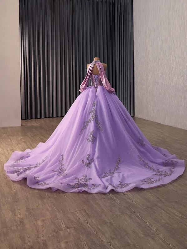 High-end Purple Håndlaget Beading Perle Rhinestone Paljetter Ballkjoler 2026 Ballkjole Kjæreste Uten Ermer Ryggløse Chapel Train Formelle Kjoler