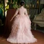 Lovely Blushing Pink Cascading Ruffles Birthday Flower Girl Dresses 2022 Ball Gown High Neck Beading Sequins Short Sleeve Court Train Flower Girl Dresses
