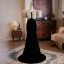 Charming Black Tassel Sequins Evening Dresses 2024 Trumpet / Mermaid V-Neck Short Sleeve Backless Floor-Length / Long Evening Party Formal Dresses