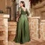 Chic / Beautiful Dark Green Lace Flower Plus Size Evening Dresses  2025 A-Line / Princess V-Neck 3/4 Sleeve Backless Prom Floor-Length / Long Formal Dresses