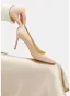 Élégant Champagne Fait main Promo Escarpins 2024 Cuir 8 cm Talons Aiguilles À Bout Pointu Escarpins Talons Hauts