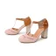 Vintage / Retro Black Street Wear Womens Sandals 2022 T-Strap 8 cm Thick Heels Round Toe Womens Shoes High Heels