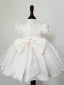 Fashion White Beading Pearl Wedding Flower Girl Dresses 2023 Ball Gown Scoop Neck Short Sleeve Bow Short