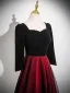 Vintage / Retro Burgundy Glitter Prom Dresses 2025 A-Line / Princess Square Neckline Long Sleeve Backless Floor-Length / Long Prom Formal Dresses