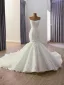 High End Weiß Strass Applikationen Satin Brautkleider / Hochzeitskleider 2025 Meerjungfrau Bandeau Ärmellos Rückenfreies Kapelle-Schleppe Hochzeit