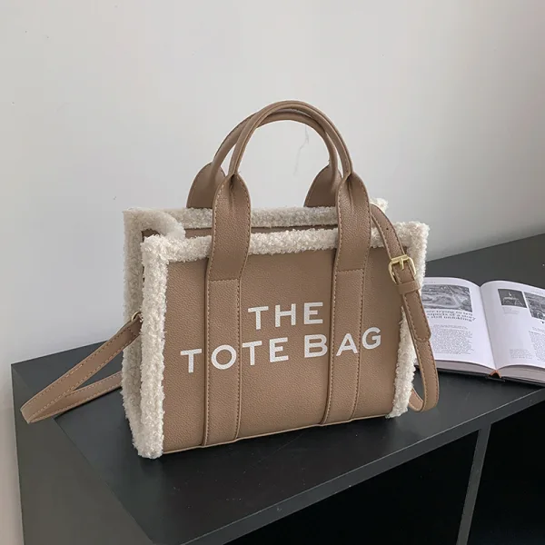 Fashion Letter Graphic Women Tote Bag Women's Bags Brown Shoulder Bags Woolen PU Dating Handbag 2023