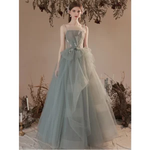Charming Sage Green Prom Dresses 2022 A Line Princess Spaghetti Straps Sleeveless Backless Beading Floor Length Long Prom Formal Dresses