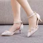 Chic / Belle Blanche En Dentelle Fleur Perle Faux Diamant Chaussure De Mariée 2023 Bride Cheville 5 cm Talons Aiguilles À Bout Pointu Mariage Talons Hauts