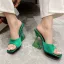 Enkla Grön Casual Satin Sommar Sandaler Dam 2022 8 cm Kristall Stilettklackar Peep Toe Sandaler Högklackade