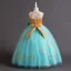 Chic / Beautiful Sky Blue Lace Flower Sequins Flower Girl Dresses 2024 Ball Gown Birthday Sleeveless Scoop Neck Bow Floor-Length / Long
