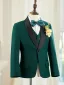 Fall Winter Dark Green Long Sleeve 6-piece Boys Wedding Suits 2025 Body Jewellery Coat Pants Shirt Tie Vest
