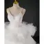 Light Ivory Cascading Ruffles Pierced Wedding Dresses 2022 Ball Gown Spaghetti Straps Pearl Sleeveless Backless Floor-Length / Long Wedding