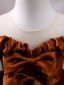 Vintage / Retro Brown Ruffle Birthday Flower Girl Dresses 2024 Ball Gown Off-The-Shoulder Bow Sleeveless Short Satin
