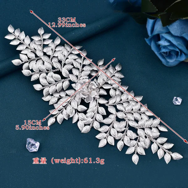 Vintage / Originale Argenté Fait main Faux Diamant Feuille Accessoire Cheveux Mariage Bijoux Mariage 2023 Mariage